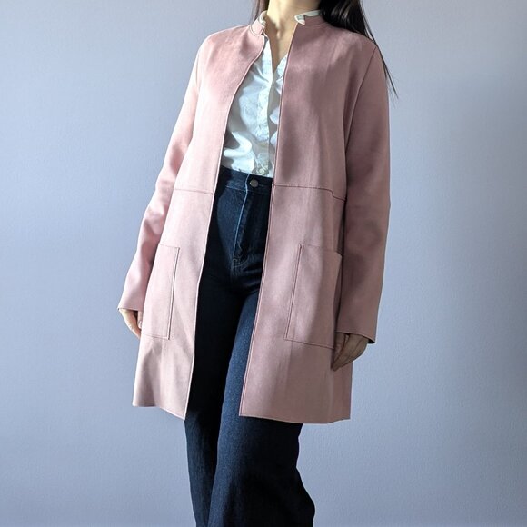 Nygard Light Pink Faux Suede Belted Coat, Size S - Picture 1 of 10